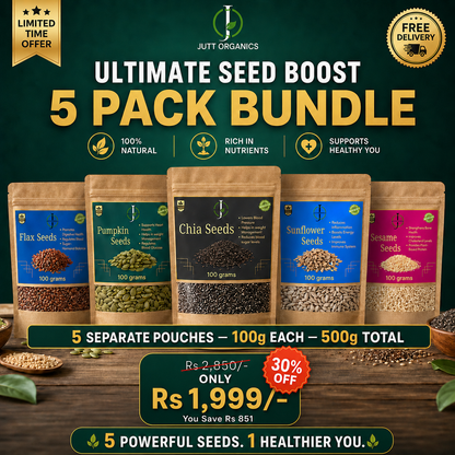 5-in-1 Daily Seed Boost Combo Pack | Chia, Flax, Pumpkin, Sunflower & Sesame Seeds