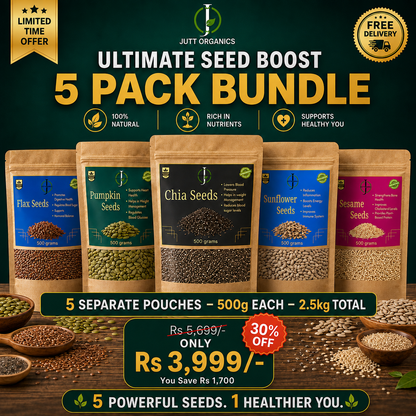 5-in-1 Daily Seed Boost Combo Pack | Chia, Flax, Pumpkin, Sunflower & Sesame Seeds