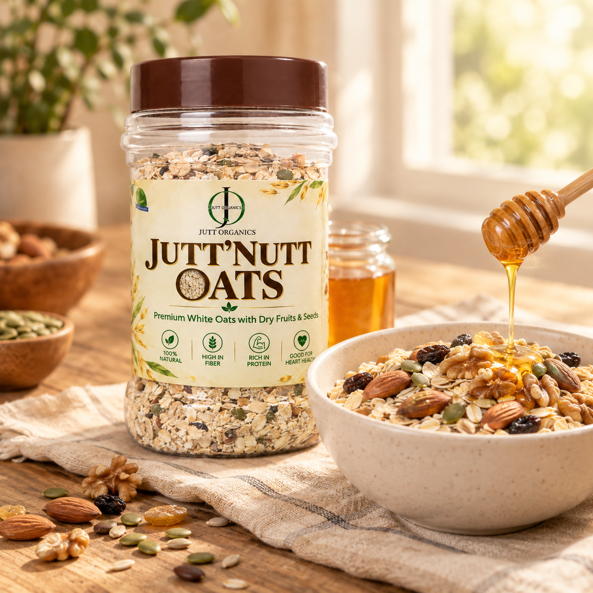 Oats with Nuts, Seeds & Dry Fruits + Pure Honey | Breakfast Combo