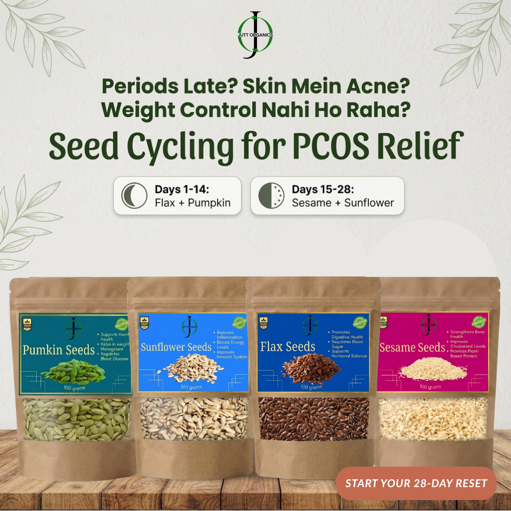 Premium Seed Cycling Combo Pack | Flax, Pumpkin, Sesame & Sunflower Seeds for PCOS, Acne & Irregular Periods (4-Pack)