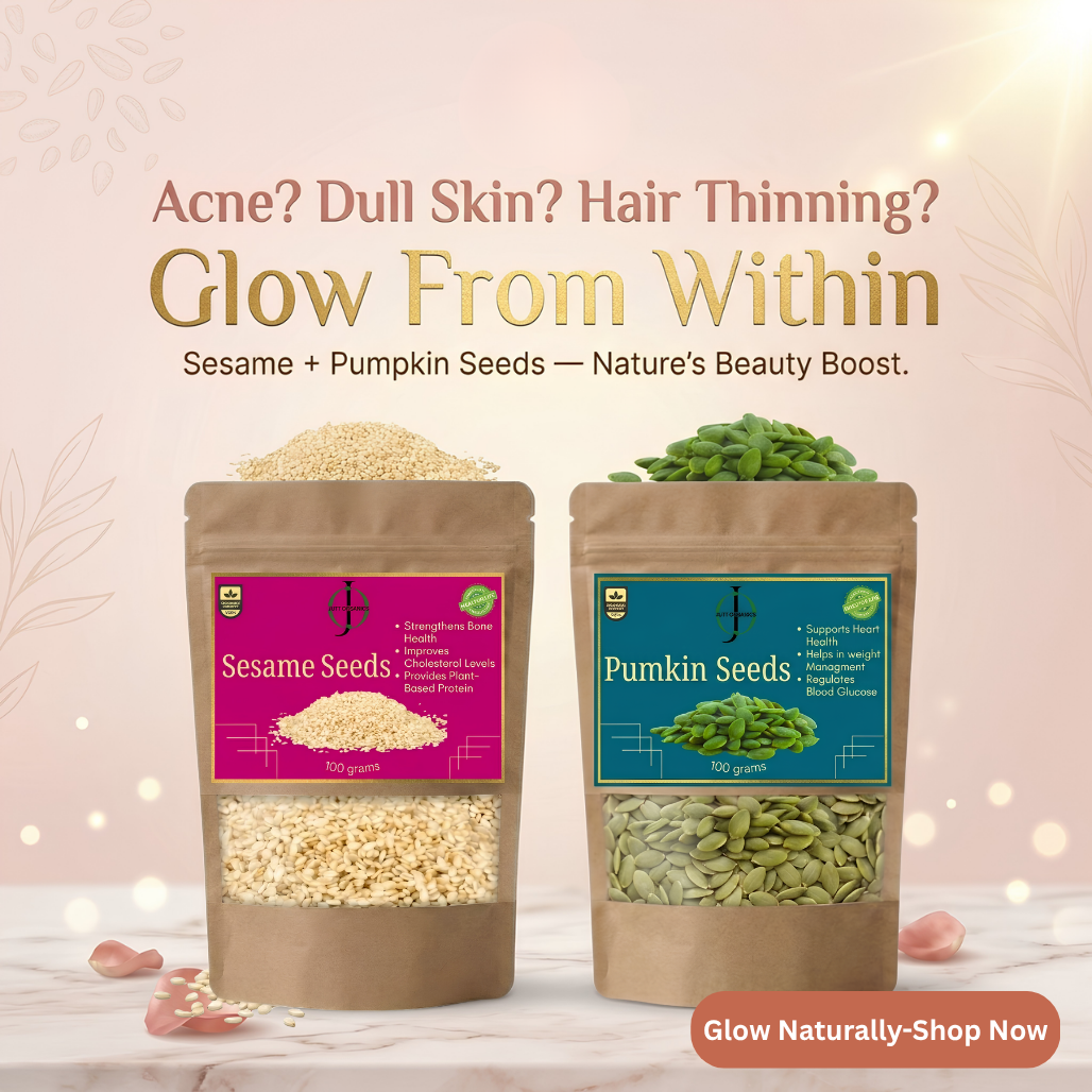 Nature's Beauty Boost Combo | Premium Sesame & Pumpkin Seeds for Acne, Dull Skin & Hair Thinning (2-Pack)