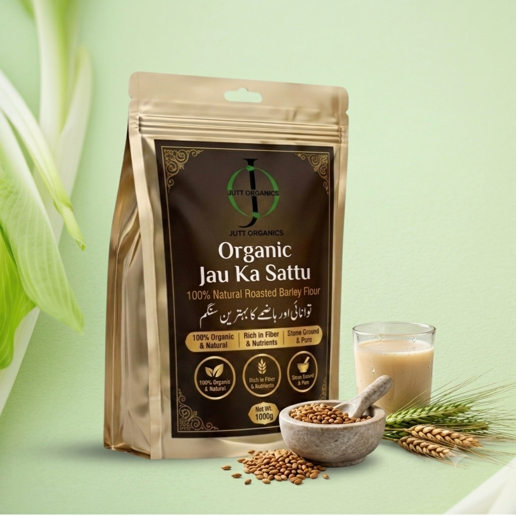Jutt Organics Pure Jau Ka Sattu – 100% Natural Roasted Barley Flour